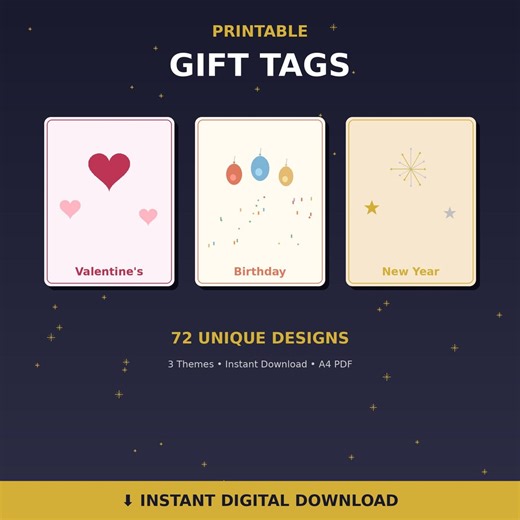 PRINTABLE GIFT TAGS Mega Bundle Birthday - Valentine's Day - Christmas Designs / 72 Design Bundle - Etsy