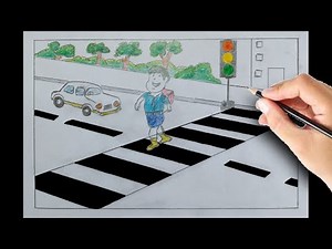 traffic signal drawing / traffic light drawing / zebra crossing drawing / Road safety