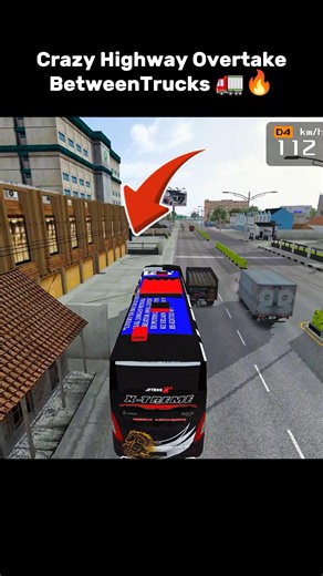 CREZY HIGHWAY OVARTEKS BETWEEN TRUCKS 🚛 IN BUS SIMULATOR INDONESIA #shortsfeed #gaming #trending