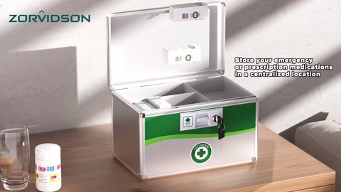 Amazon.com: Medicine Lock Box, First Aid Safe Medication Storage Box, Layered Aluminum Daily Medicine Lockable Box with Key (Small) : Home & Kitchen