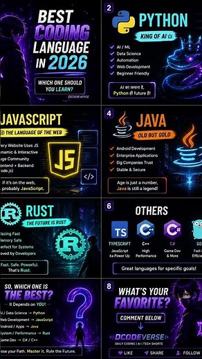 Top Coding Languages That Will DOMINATE 2026 🔥 #coding #programming #python #java #codinglanguages