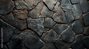 A close-up shot of a dark stone wall, with varying shades and textures Stock Video