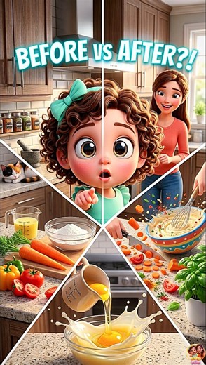 Slice 🥕 Mix 🥄 Pour ! 😲 Kids Learn Cooking Actions #shorts