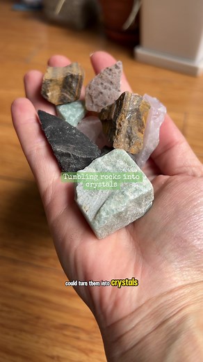Tumbling rocks until they turn into crystals! If this works I’m sprinting to the beach to collect more rocks! I already have so many collected from over the years though, so I’m excited! Tumbled stones (also occasionally called tumbled crystals, polished stones, tumbled gemstones) are small pieces of natural rock or a mineral like quartz (often found at places like the beach) that have been polished until entirely smooth, typically by sanding them down with a rock tumbler. #beach #rock #crystal 