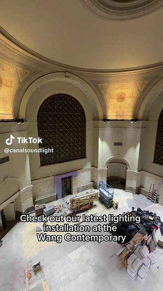 Recently completed lighting installation at The Wang Contemporary featuring @adjlighting moving lights and LED bars. #canalsoundandlight #canalsoundlight #lightinginstallation #nyceventspace #nycchinatown