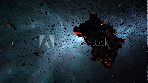 Meteor rocks flying in deep space with rays of sun 3d rendering of deep space with asteroids concept, 4K, 2024