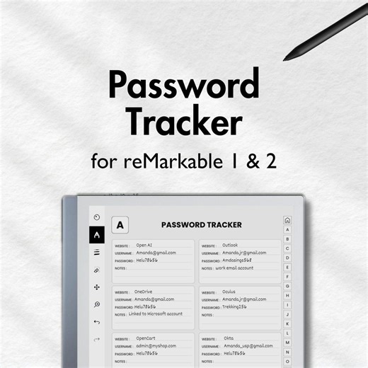 Password Tracker for Remarkable 2, Templates for Remarkable, Password Keeper, Password Log, Password Manager, Hyperlinked Notebook - Etsy