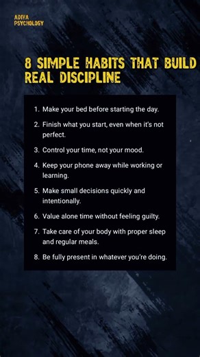8 Simple Habits that build discipline #discipline #selfcontrol#psychology #inspiration #shorts