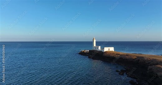 Aerial view of Praia Dona De Maria Pia lighthouse in Santiago - Capital of Cape Verde Islands - Cabo Verde