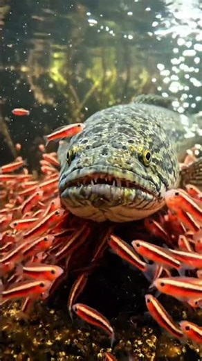 Freshwater Assassin! 🐟💦 Which Thai fish do you think is the most brutal? Meet the 'Giant Snakehead'