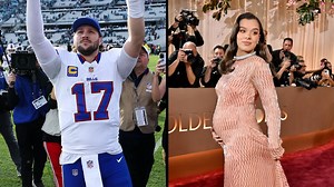 Josh Allen Hypes up Wife Hailee Steinfeld's Golden Globes Outfit as He Skips to Clinch Bills Playoff Victory