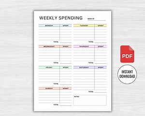 Weekly Spending Tracker Printable, Spending Log, Finance Tracker, Expense Tracker, Money Spending Tracker, Transaction Log (PDF Download) - Etsy