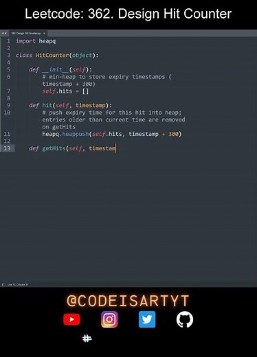 Leetcode 362. Design Hit Counter in Python | Python Leetcode | Python Coding Tutorial | Python ASMR