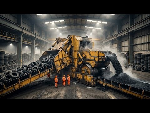 How Rubberized Asphalt Is Made From Millions Of Old Tires Inside Massive Recycling Factory