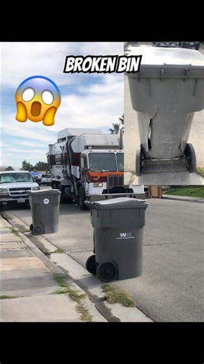 Garbage Truck Picks up a Broken WM Bin 💥🚛 #gogarbage #garbagetruck