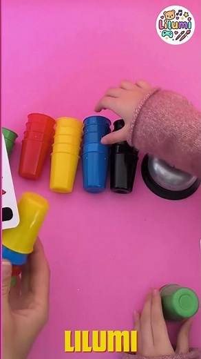 Cup Stacking Challenge with Color Cards! | Fast Hands & Sharp Eyes Needed! #shorts #toys #play