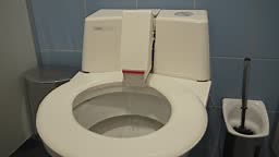 Automatic Toilet With Self Cleaning Seat Water Closet Bowl Automatic Cleaning Modern Electronic Toilet Flushes Robotic Toilet Seat Hygiene Self Washing Wc Wc Sanitizing 4K Stock Video - Download Video Clip Now