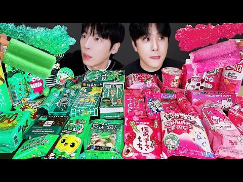 ASMR MUKBANG | 편의점 꿀젤리 그린 핑크 디저트 아이스크림 먹방 & DESSERT GALAXY HONEY JELLY CANDY