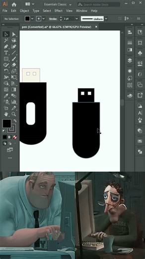 👇 Watch Me Turn a Simple Rectangle Into a Clean Pen Drive Icon in Adobe Illustrator 💾