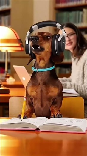 Dachshund getting told off at the library from a Karen