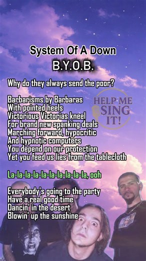 System Of A Down - B.Y.O.B. Lyrics #byob #systemofadown #sing #metalcore #serjtankian