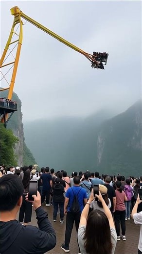 Cliffside Swing Snaps Mid-Air 😱💥 Tourists SCREAM as Ride Breaks! #shorts