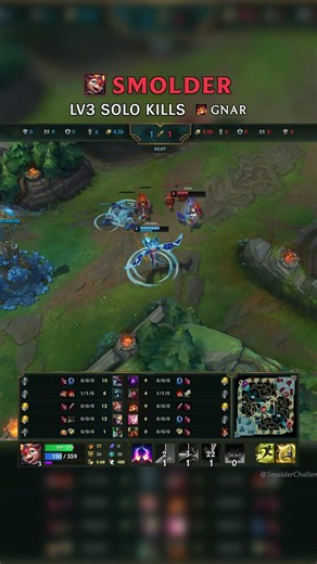 Smolder LV3 SOLO KILLS Gnar | EUW Master Patch 26.15 #shorts
