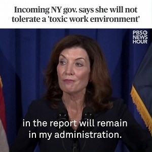 9.5K views · 261 reactions | WATCH: Incoming New York Gov. Kathy Hochul, set to make history as the first woman ever to be the state's chief executive, said Wednesday that "no one will ever describe my administration as a toxic work environment." https://to.pbs.org/3CDByvY | PBS NewsHour | Facebook