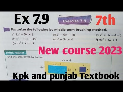 Exercise 7.9 unit 7 Algebraic Expressions class 7th Math| 7th Ex 7.9 New course 2023 kpk and PTB