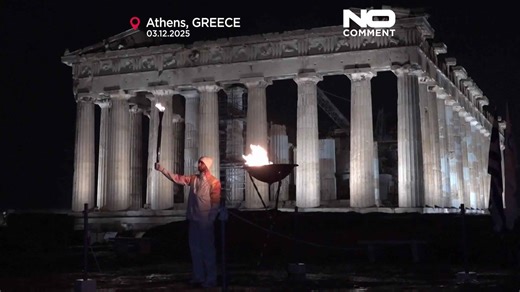 Olympic flame lights up Parthenon before heading to Milan Cortina Winter Games