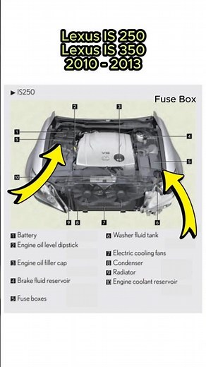 Lexus 2010 - 2013 IS 350 IS 250. Fuse layout and amperage ratings. Short. @FuseFans