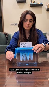 Rabia Najeeb | Clinical Psychologist on Instagram: "Sorry isn’t what repairs a relationship. Change is. If someone keeps saying sorry but keeps doing the same thing, the apology slowly loses its meaning. For example: You say sorry for shouting. But next time you’re stressed, you shout again. That’s not repair. That’s a pattern. #mindset"