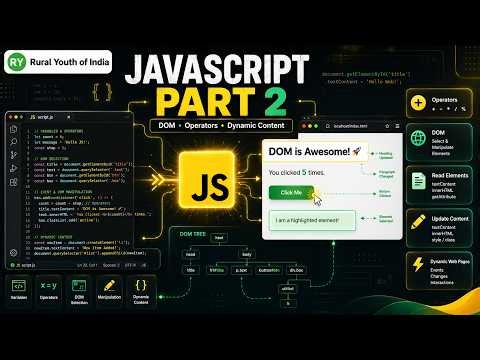 JavaScript Tutorial Part 2 | Operators, DOM Manipulation & HTML Content Update | Beginner Guide