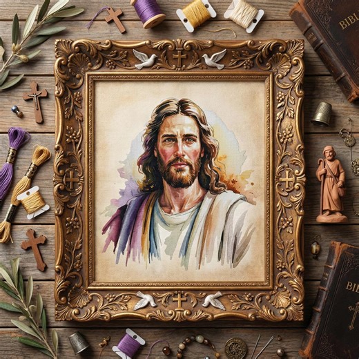 Jesus Portrait Cross Stitch Pattern: Watercolor Faith Art – Embroidery PDF - Etsy