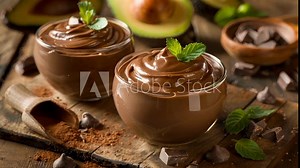 A chocolate avocado pudding as a healthier alternative to regular pudding made with butter and cream.