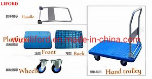 [Hot Item] 150kg 300kg Folding Plastic Hand Trolley with Noiseless PU Wheels
