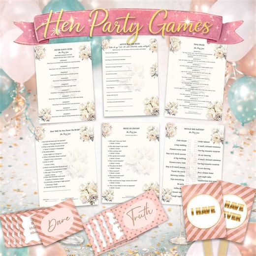 Bachelorette Party Games Printable | Hen Night Games Bundle | Girls Night Party Games | Truth or Dare Game | Never Have I Ever Games - Etsy