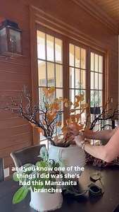 4.6K views · 45 reactions |  Here’s a simple way to create a beautiful fall arrangement in a large pottery piece! I added spray-painted black Manzanita branches, mixed in fall foliage and berries, and styled it with a few pumpkins—and just like that, you’ve got the perfect seasonal centerpiece. ✨ #fall #fallleaves #fallfoliage #fallfloral #fallfloralarrangements #fallcenterpiece | Shannon Knight Bella | Facebook