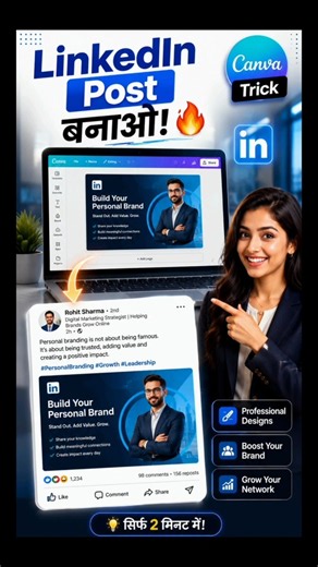 Canva में Professional LinkedIn Post बनाओ! 🔥 | Easy Canva Trick #shorts