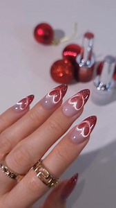 1.6M views · 34K reactions | Magic combo of cat eye hearts & festive red glitters design! All created with Venalisa gel polish ✨ Follow the tutorial to get this dreamy glitter ombre nail look! So easy even beginners can nail it! #nailtutorial#nailinspo#cateyenails#newyearnails#ChristmasNails#NailArt#venalisa | Venalisa | Facebook