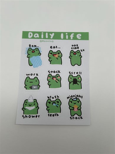 Daily Life Frog Funny Sticker Sheet (3.26in X 4.34in) - Etsy