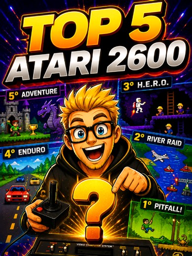 🎮 Você concorda com esse Top 5 dos melhores jogos do Atari 2600? 👀 Do clássico Adventure ao lendário Pitfall!, esses jogos marcaram uma geração e ajudaram a construir a história dos videogames! 🏆 Meu ranking: 5️⃣ Adventure 4️⃣ Enduro 3️⃣ H.E.R.O. 2️⃣ River Raid 1️⃣ Pitfall! 💬 E aí, qual é o seu jogo favorito do Atari 2600? Ficou faltando algum clássico nessa lista? Escreva nos comentários! 👍 Curta o vídeo e siga o Tio Camus para mais conteúdos sobre games retrô, curiosidades e rankings dos 
