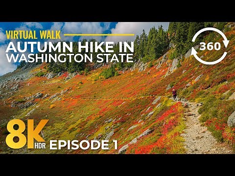 360° VR Autumn Hike Trails in North Cascades NP - Chain Lakes & Table Mountain Trail - Nature Sounds