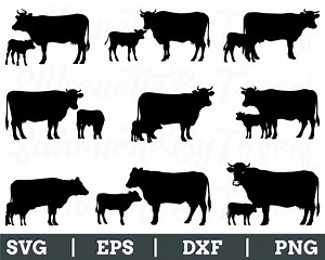 Cow and Calf Svg, Cow and Calf Silhouette, Cow and Calf Vector, Dxf, Png - Etsy Canada