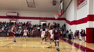 Isaiah Templeton muscles inside to make this shot for Morrilton High School in tonight’s 4A4 District Tournament championship game against Subiaco. Morrilton lost 57-51, even though the Doga trailed Subiaco by 20 points at the half. | KVOM 101.7