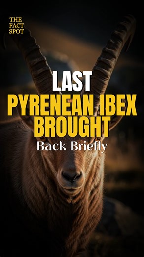 The Pyrenean ibex, a wild mountain goat from Spain, went extinct in 2000 when the last known individual was found de@d. Scientists later attempted to clone it, creating the first extinct animal brought back to life, though the clone survived only a few minutes. This effort highlighted both the promise and limits of cloning technology. #PyreneanIbex #ExtinctSpecies #CloningScience #WildlifeHistory #Trending | The Fact Spot
