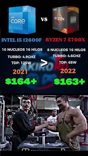 INTEL I5 12600KF vs RYZEN 7 5700X: ¡La MEJOR CPU calidad/precio! #gamers #shorts #videogames #parati