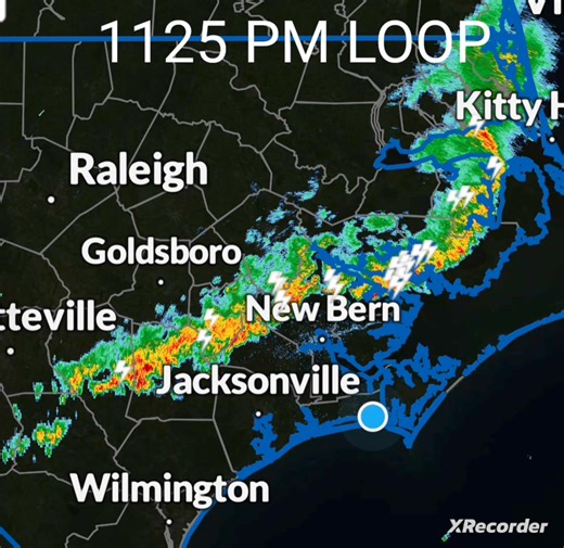 Late evening radar loop shows strong thunderstorms across inland eastern NC. There is a chance that some of this activity makes it to the coast overnight, but about the same chance it does not. | Moreheadcityweather NC | Facebook