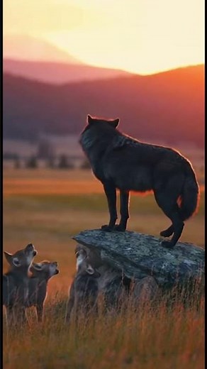 Alpha Wolf Teaches Pups to Howl — Rare Wolf Family