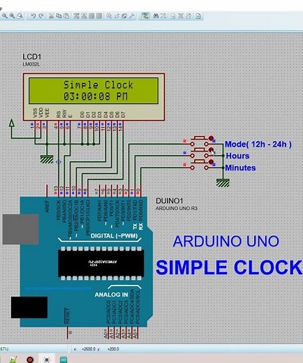 [Proteus Project] Arduino Uno Simple Clock #arduinoproject #arduino #arduinouno
